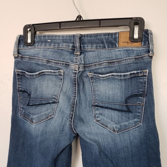 American Eagle 2 Long Skinny Jeans Medium Wash Denim Super Stretch 2L - Picture 7 of 7